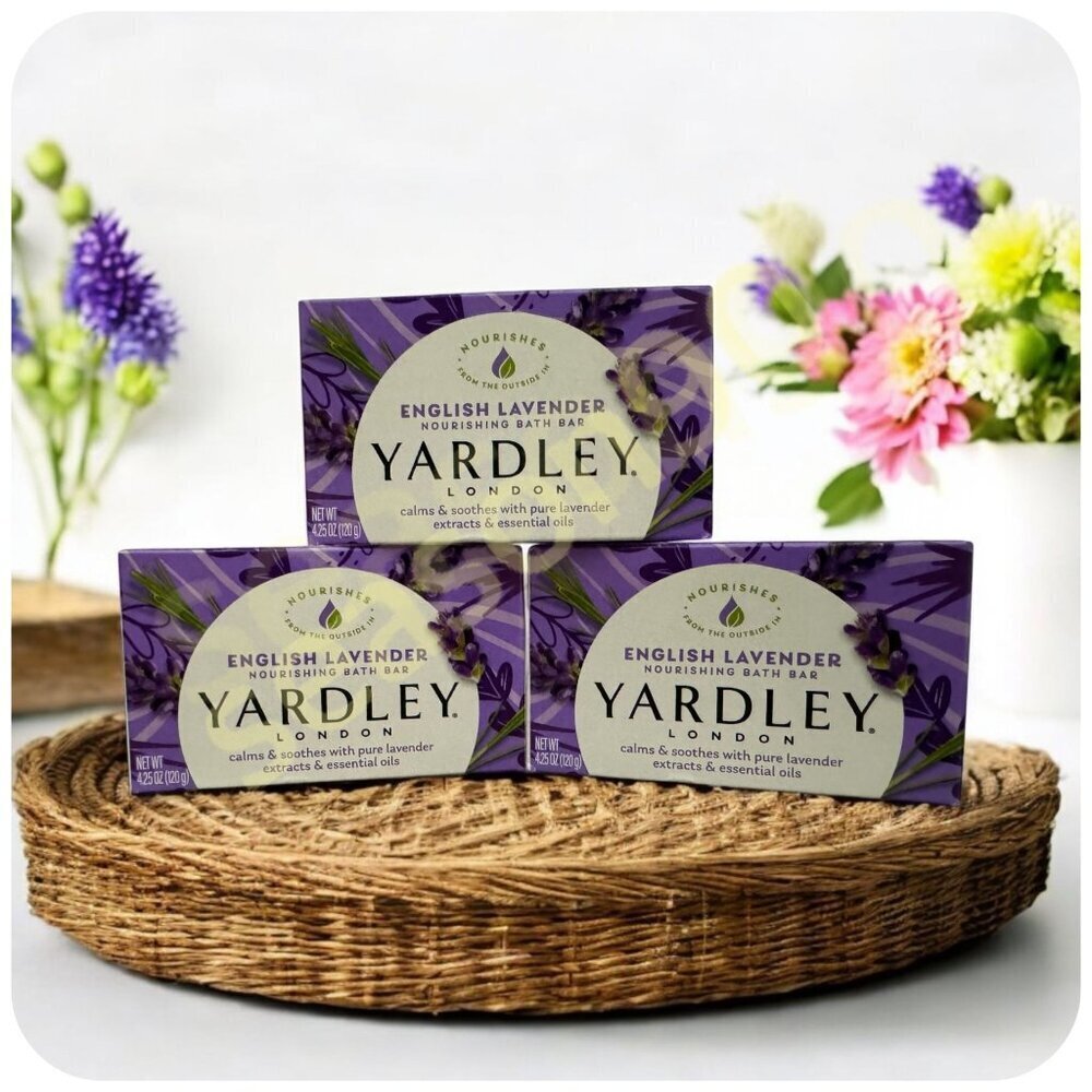 3 Yardley® London ENGLISH LAVENDER Soap MOISTURIZING BAR 4.25oz w/Essential Oil